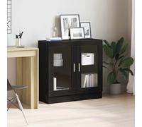 Vidaxl Book Cabinet Black Oak Wood, Glass Medium Book Cabinet, Black