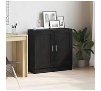 Book Cabinet Black Oak 82.5x30.5x80cm Engineered Wood 3-Shelf Hinge Door Durable