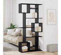Book Cabinet Black Oak 92x29x188cm Engineered Wood 9-Shelf Modern Storage Smart