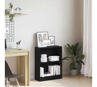 Book Cabinet Black Oak Engineered Wood 60 x 24 x 76 cm Slim Modern Storage Shelf