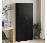 Book Cabinet Black Oak Engineered Wood 82.5x30.5x185cm 3 Shelves 2 Doors Durable