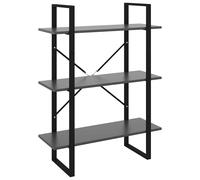 vidaXL Solid Pine Wood 3-Tier Book Cabinet Grey Organiser Bookcase Book Rack