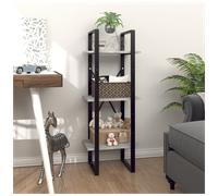 Book Cabinet Concrete Grey 40x30x210cm Solid Pine Wood 6Shelf Industrial Tall XL