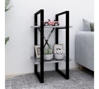 Book Cabinet Concrete Grey 40x30x70 cm Engineered Wood & Metal 2-Tier SmallShelf