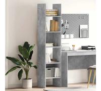 Book Cabinet Concrete Grey 40x35x180cm Engineered Wood 5-Shelf Modern Tall Slim