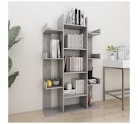 Book Cabinet Concrete Grey 86x25.5x140cm Engineered Wood 13-Shelf Slim Tall Unit