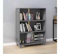 Book Cabinet Dark Grey Solid Pinewood & MDF 3-Shelf 85x35x112 cm Anti-Tip Sturdy