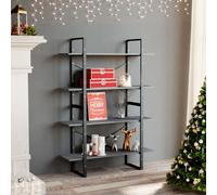 Book cabinet Grey 100x30x70 cm Engineered Wood & Metal Industrial 2-Shelf Unit