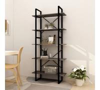 vidaXL 5-Tier Book Cabinet Grey 80x30x175 cm Pinewood