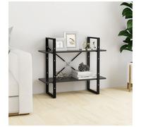 Book Cabinet Grey 80x30x70 cm Engineered Wood & Metal 2-Tier Storage SlimStorage