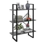 vidaXL Book Cabinet Grey Engineered Wood Bookcase Standing Shelf Book Rack