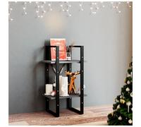Book Cabinet Grey Engineered Wood Metal Frame 40x30x70 cm 2-Tier Compact Shelf.