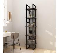 vidaXL Pinewood 5-Tier Book Cabinet Grey Storage Rack Book Organiser Bookcase