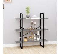 Book cabinet Grey Sonoma 100x30x105 cm Engineered Wood Metal Frame 3-Shelf Slim