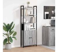 Book Cabinet Grey Sonoma 60x24x161cm Engineered Wood 6 Shelves 1 Door Industrial