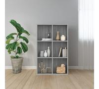 Book Cabinet Grey Sonoma 66x30x98 cm Engineered Wood 6 Compartment Shelf Slim UK