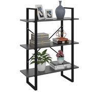 Book Cabinet Grey Sonoma 80x30x105cm Engineered Wood Metal 3-Shelf Slim Storage