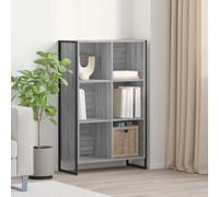 Book Cabinet Grey Sonoma 99.5x30x108.5 cm Engineered Wood with Steel Legs 6Shelf