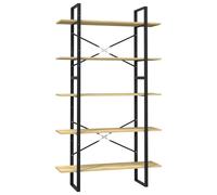 vidaXL Pinewood 5-Tier Book Cabinet Grey Home Bookcase Bookshelf Storage Rack