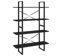vidaXL Solid Pine Wood 4-Tier Book Cabinet Black Home Bookcase Storage Rack