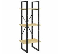 vidaXL Solid Pinewood 3-Tier Book Cabinet Bookcase Storage Rack Book Shelf