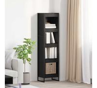 Book cabinet Industrial Black Oak 40x30x155cm Engineered Wood 3shelf for Storage