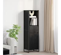 Book Cabinet Industrial Black Oak 43x36x150.5cm Engineered Wood w/ Drawer 1 Door