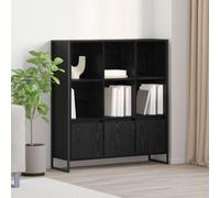Book Cabinet Industrial Black Oak 99.5x30x108cm Engineered Wood 6-Door 18-Shelf