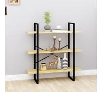 Book cabinet Natural 100x30x105cm Engineered Wood & Metal 3-Shelf Storage Living