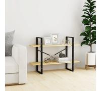 Book Cabinet Natural 100x30x70cm Engineered Wood Metal Industrial 2-Tier Display