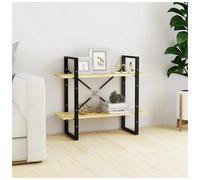 Book Cabinet Natural 80x30x70 cm Engineered Wood & Metal 2-Tier Storage Display