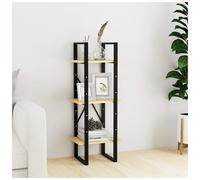 Book Cabinet Natural Solid Pine Wood 40x30x210 cm 6-Shelf Industrial Slim Tall