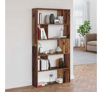 Book Cabinet Old Wood 80x24x159cm Engineered Wood 7-Shelf Slim Storage Unit Tall
