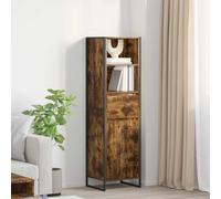 Book Cabinet Smoked Oak 43x36x150.5cm Engineered Wood Industrial 1 Drawer w/Door