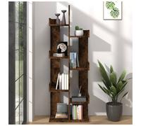 Book Cabinet Smoked Oak 48x25.5x140cm Engineered Wood 13-Shelf Storage Tall