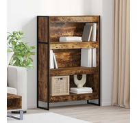 Book Cabinet Smoked Oak 80x30x121cm Engineered Wood Industrial Storage Shelf Set
