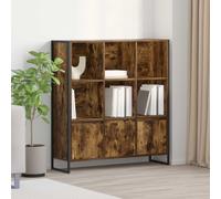 Book Cabinet Smoked Oak 99.5x30x108cm Engineered Wood 6-Door Industrial Storage