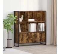 Book Cabinet Smoked Oak 99.5x30x108cm Engineered Wood 6-Door Industrial Storage