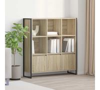 Book Cabinet Sonoma Oak Engineered Wood 99.5x30x108 cm 6-Door Industrial Shelves