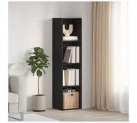 Book Cabinet Wall-Mounted Black Oak 143x30x36cm Engineered Wood Indoor 3 Shelves