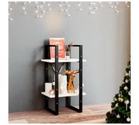 Book Cabinet White 40x30x70 cm 2-Tier Engineered Wood Metal Frame Compact Shelf