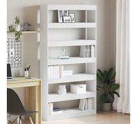 Book Cabinet White Engineered Wood 100x30x198cm 6-Shelf Modern Storage Slim Tall