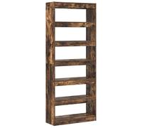 vidaXL Book Cabinet Smoked Oak 80 X 30 X 198 Cm Engineered Wood, Brown