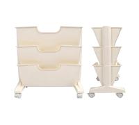 Book Cart, 3 Tier Plastic Movable Bookshelf, Multilayer Rotatable Bookshelf, Saving Space Mobile Bookshelf, Cart Organizer, Book Organizer with 4 Wheels for Bedroom Dormitory