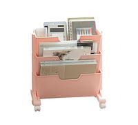 Book Cart, 3 Tier Plastic Movable Bookshelf, Multilayer Rotatable Bookshelf, Saving Space Mobile Bookshelf, Cart Organizer, Book Organizer with 4 Wheels for Bedroom Dormitory