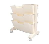 Book Cart, Cart Organizer with 4 Wheels 3 Tier Plastic Movable Bookshelf, Multilayer Rotatable Bookshelf, Saving Space Mobile Bookshelf Rolling Bookshelf for Bedroom Dormitory