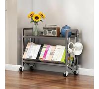 Book Cart, Large Capacity Rolling Organizer with Wheels for Home Office