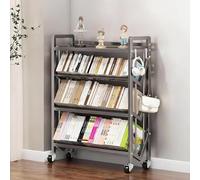 Book Cart, Large Capacity Rolling Organizer with Wheels for Home Office