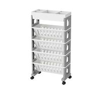 Book cartMobile Bookshelf, 4-5 Tier Mobile Bookshelf with Wheels Multicolor Plastic Storage Cart(Grey,4 Tier)