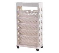 Book cartMobile Bookshelf, 6 Tier Mobile Bookshelf Cart with Wheels Multicolor for Office Dorm 37x19x73.5cm(White)